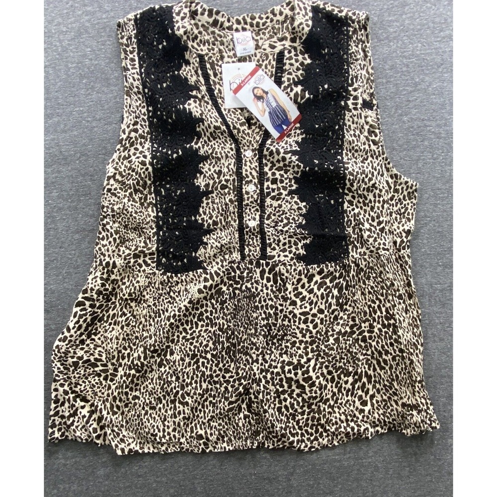 NWT Bila Top Tank Womens XL Brown Animal Leopard Print Sleeveless‎ Flowy Boho